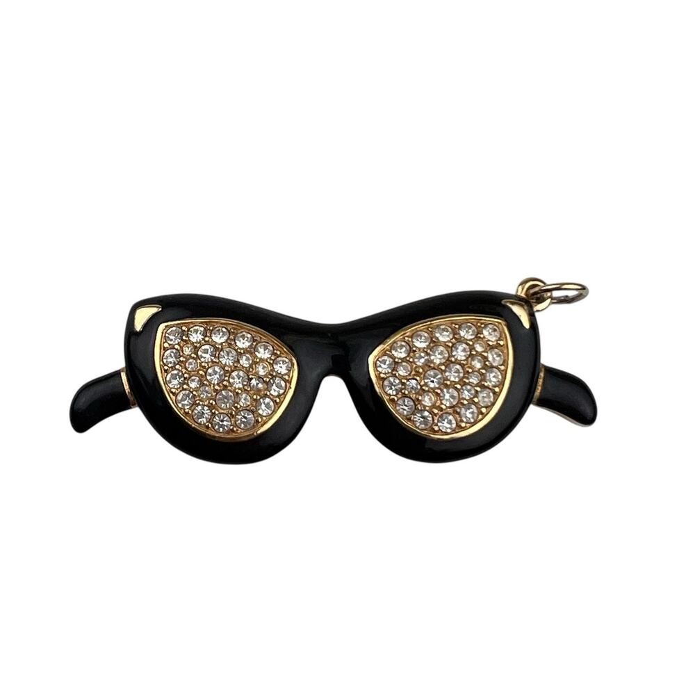 Swarovski Vintage Swan Logo Eyeglasses Sunglasses Pave Crystal Pendant Clear
